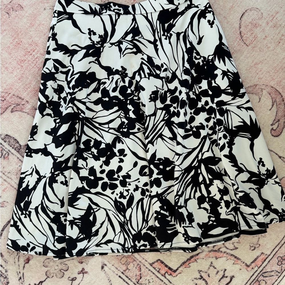 Cynthia Rowley Black & White Floral Skater Skirt